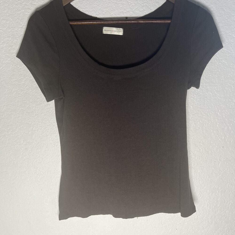 Frankee Skylarr Brown Top Size XL Y2K Preppy Cropped Top Casual Fall Womens Top